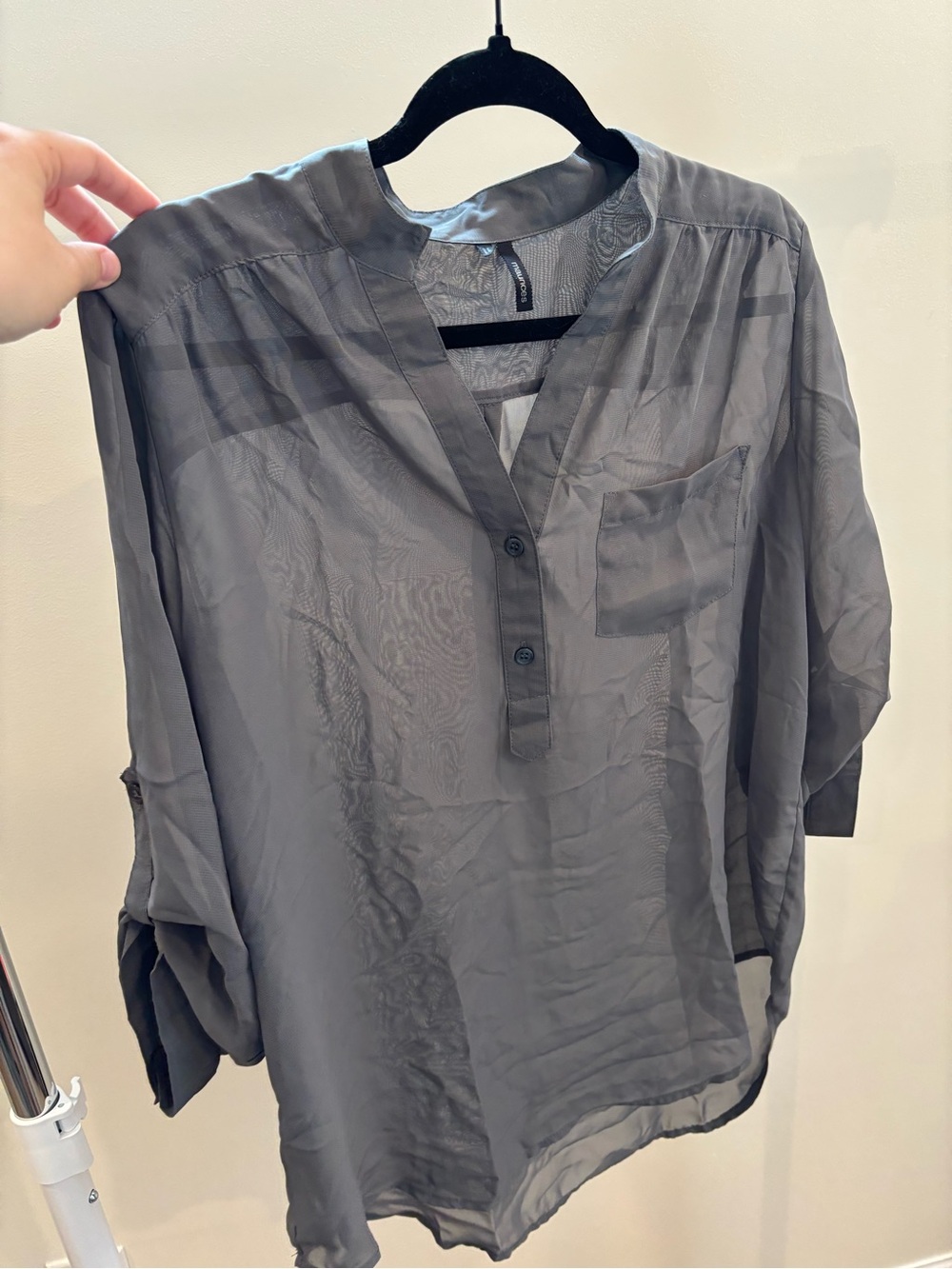 Maurices Women's Gray Casual Button-Front Lightweight Blouse